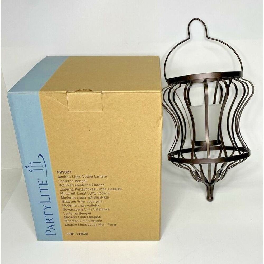 PartyLite Modern Lines Hanging Votive Lantern NIB P11A/P91027